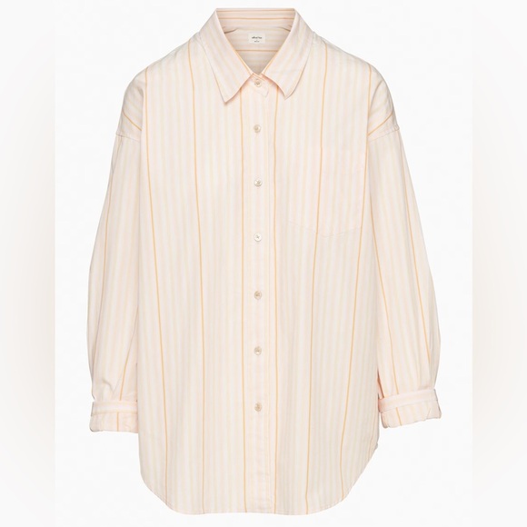 Aritzia Wilfred Free Relaxed Button Up Cotton Shirt NWT Barlowe Aprc/Lilac Sz XS - Picture 1 of 8